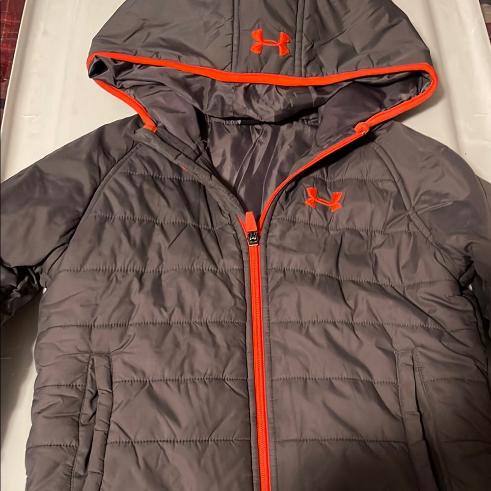 Under Armour Kids Gray Jacket with Orange Trim